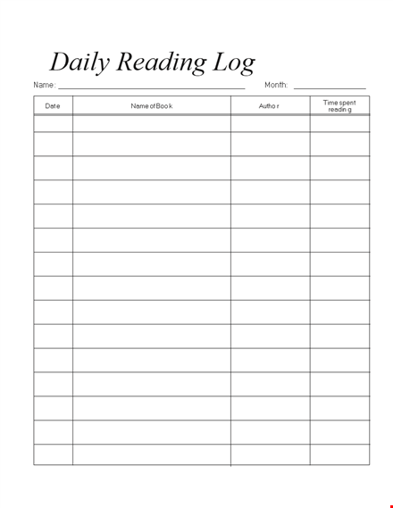 daily reading log template for avid readers template