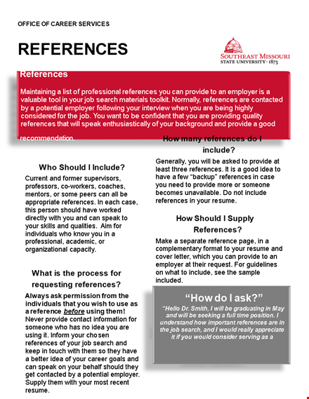 job resume reference format template