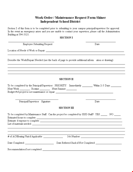 efficient order form template for supervisors | easily track completed sections template