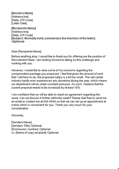 salary negotiation letter example, how to write an effective salary negotiation letter template
