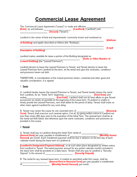 commercial lease agreement template for landlords and tenants - simplify your lease process template