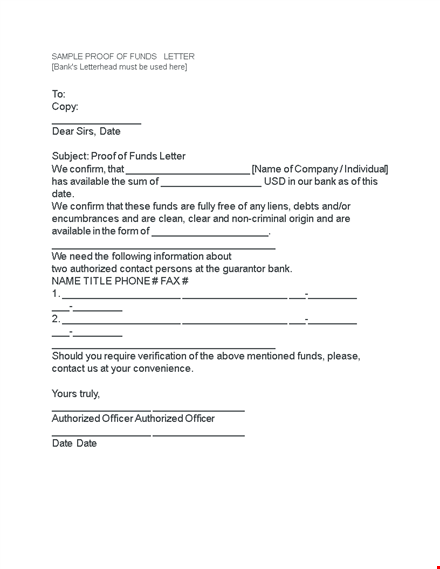 proof of funds letter template: authorized, ctr-optimized template