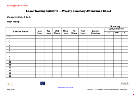 weekly attendance sign in sheet template template