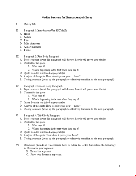 outline structure for literary analysis essay, sentence - tips and examples | thesis writing service template