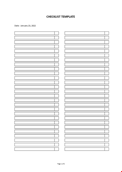 blank checklist template template