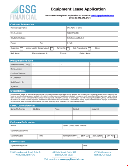 equipment lease application template - simplify your account equipment credit information template