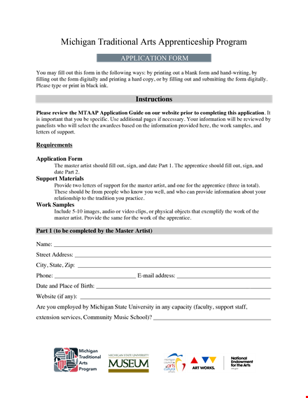 mtaap application form - support tradition with our apprentice application template