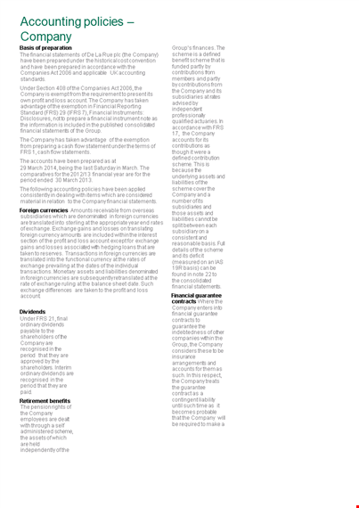 company accounting policy template - manage financial statements with ease template