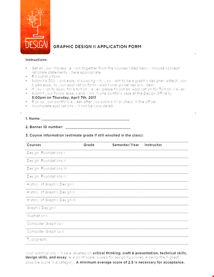 graphic designer application form template