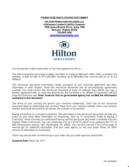 get a hilton franchise agreement for your hotel template