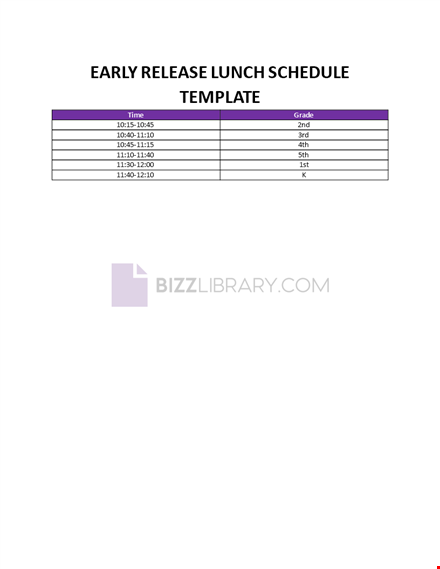 lunch schedule template template