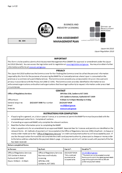 risk assessment management plan for effective premises risk assessment template