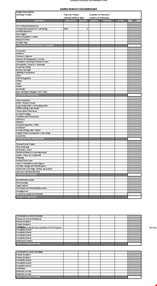 film budgetsample  template template