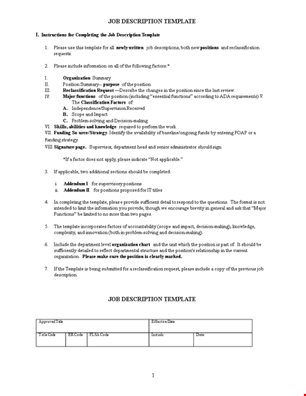 effective job description template for any position and level template