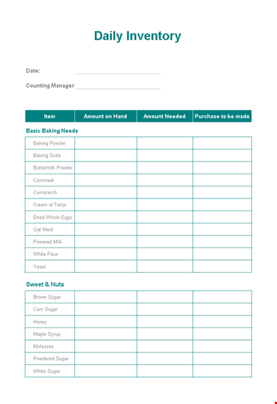 daily inventory template template