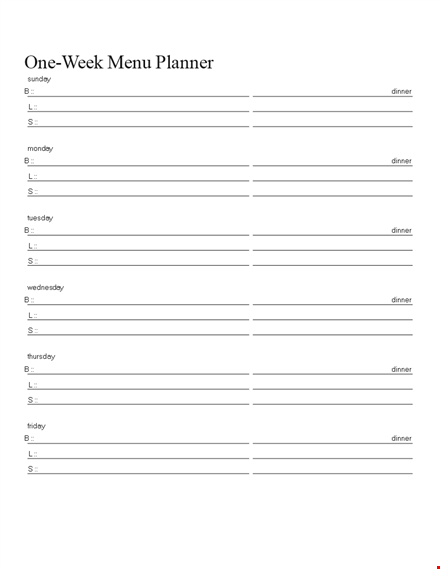 dinner meal planner template - plan your meals efficiently template