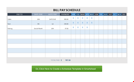 monthly bill payment schedule template template