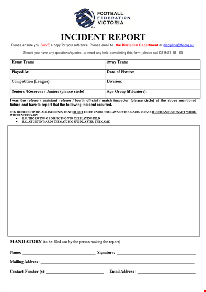 download incident report template for effective discipline | free email report template