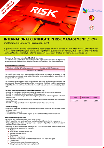 international risk management training certificate template