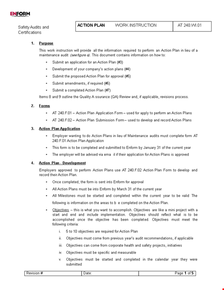 safety audit action plan template
