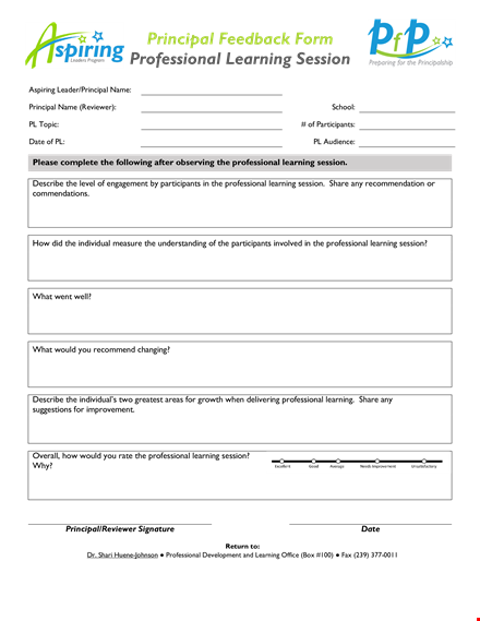 professional learning form | principal session | boost your professional growth template