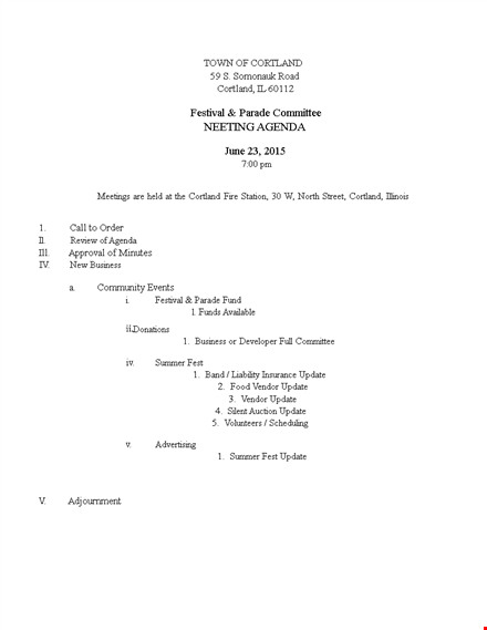 festival meeting agenda template