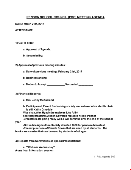 sample school meeting template