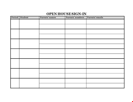 school open house sign in sheet template template