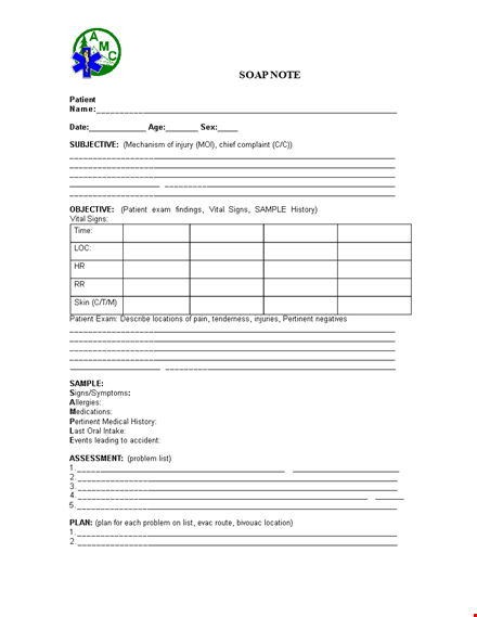 soap note template