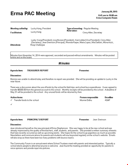 informal staff meeting minutes template template