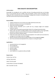 Risk Management Analyst Job Description
