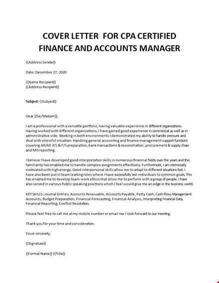 finance audit cover letter template