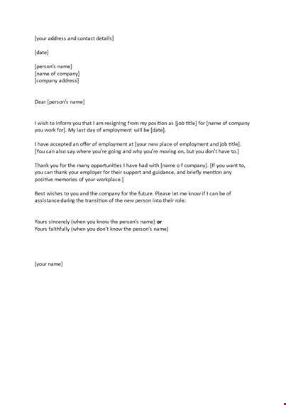 work thank you resignation letter template