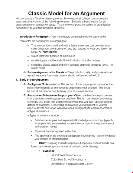 create effective argument outlines with sample argument outline templates template