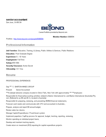 senior accountant resume template | expert accounting & analysis for employees template