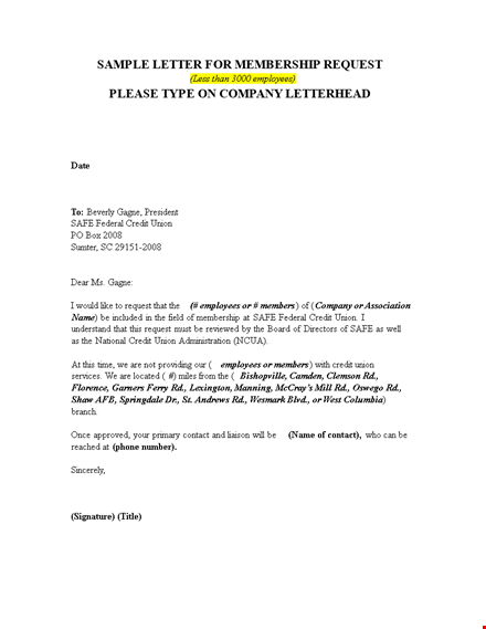 membership application request letter template