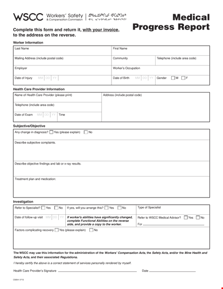 medical progress report - worker abilities | please specify | medical progress report template