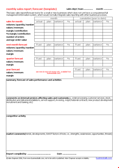 monthly sales - improve sales, margin, variance, and forecast with our monthly sales templates template