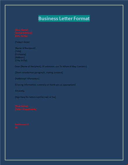 formal business letter template template
