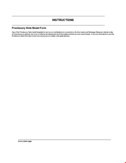 promissory note model form template