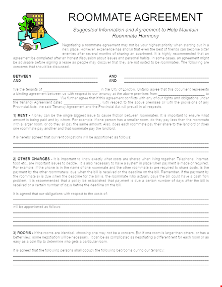 roommate agreement template - create a binding agreement with your roommate template