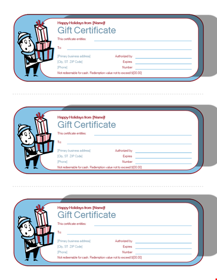 easy and quick gift certificate template for happy holidays template