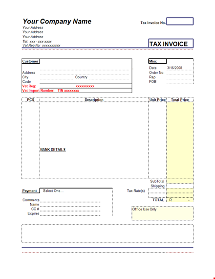 customizable invoice template template