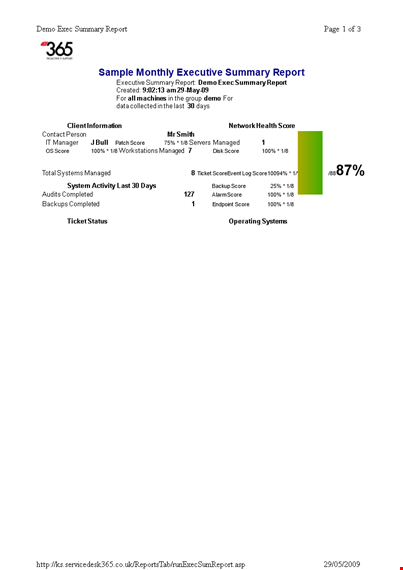 monthly executive summary template