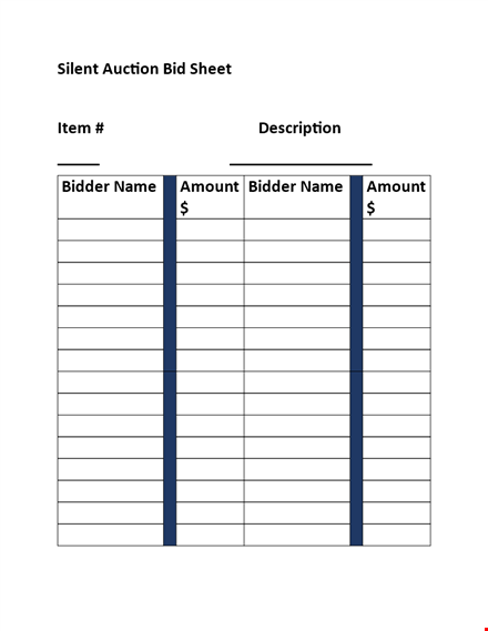 silent auction bid sheet - bidder's guide to winning an auction template