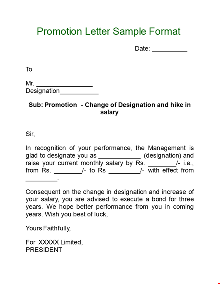 salary increase and promotion | get your promotion letter and new designation template