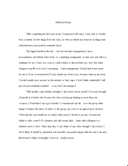 personal reflective essay template template