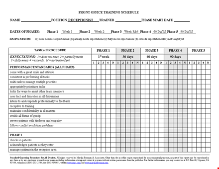 office training schedule sample template