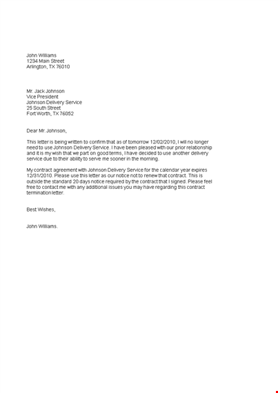 service contract termination letter template template