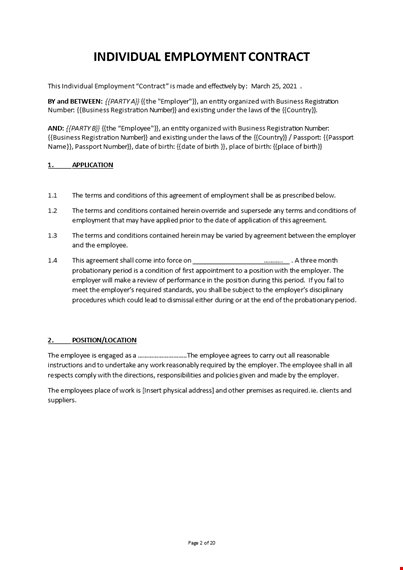 employment contract example template
